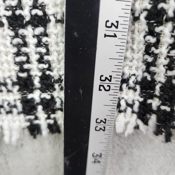 Womens Aaron & Amber Plaid Jacket Button Up Black & White 3/4 Sleeve Raw Hem M - Picture 11 of 11